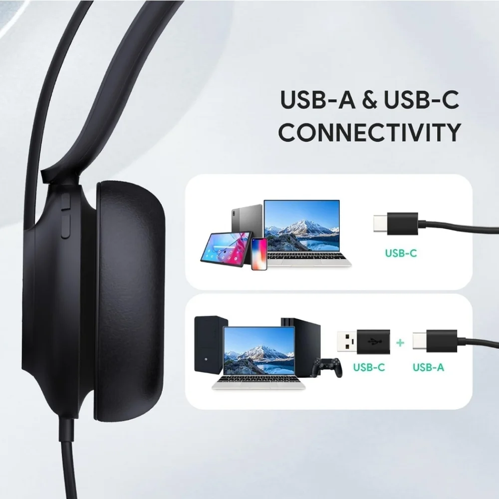 USB Headset with Noise Cancelling Microphone,Wired Headset for PC Laptop,Teams